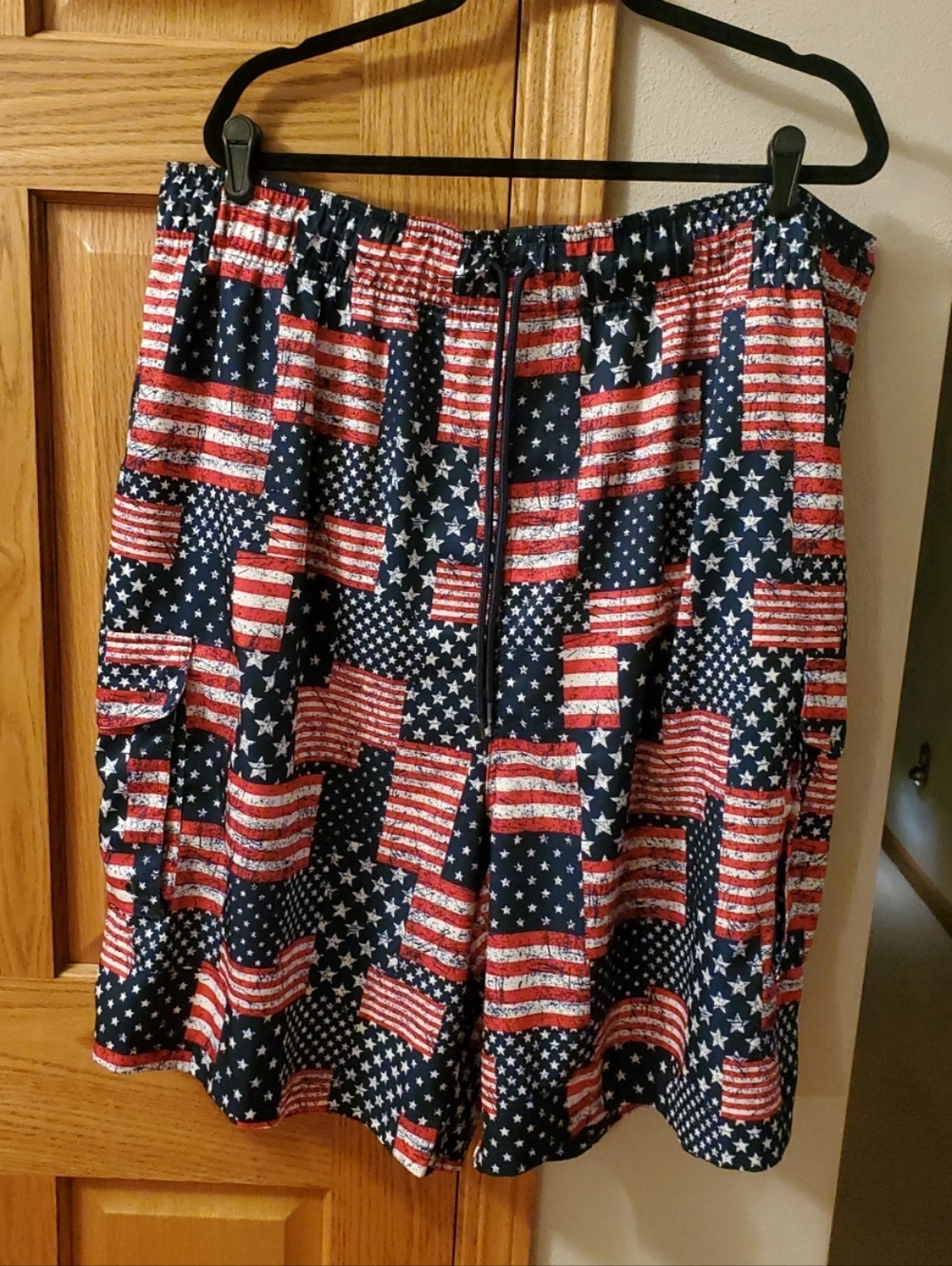 KS Islands Men's 3XL 3X Big & Tall Patriotric Flags Swimsuit Swim Trunks